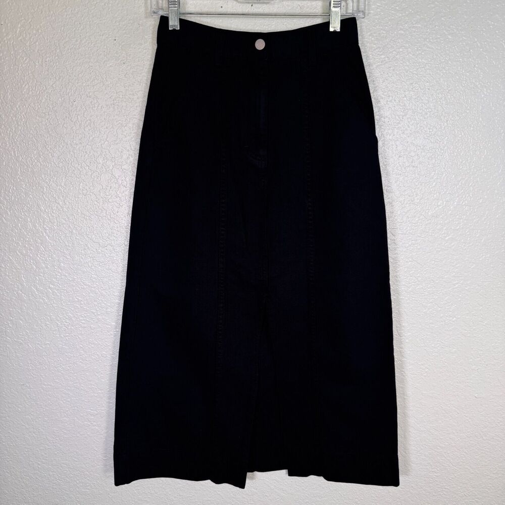 Mara Hoffman Denim Skirt Women 00 Nikita Jean Slit Pencil Midi Black Organic